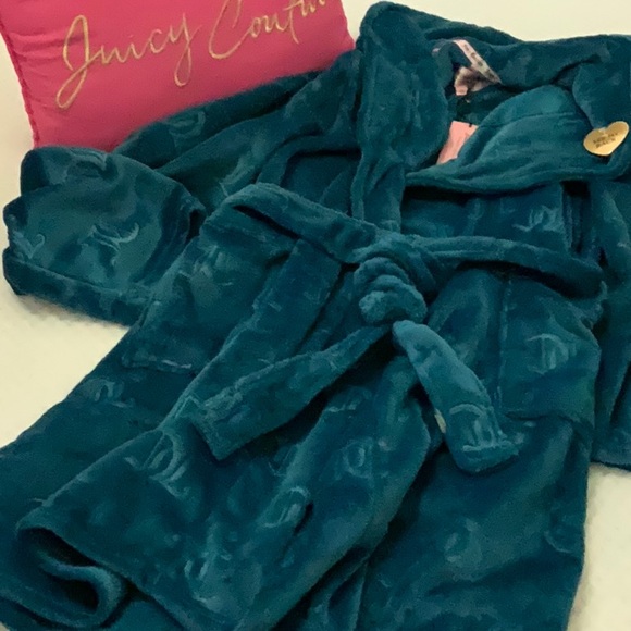 Juicy Couture Other - Juicy Couture JC Logo Plush Collared Robe- Teal
